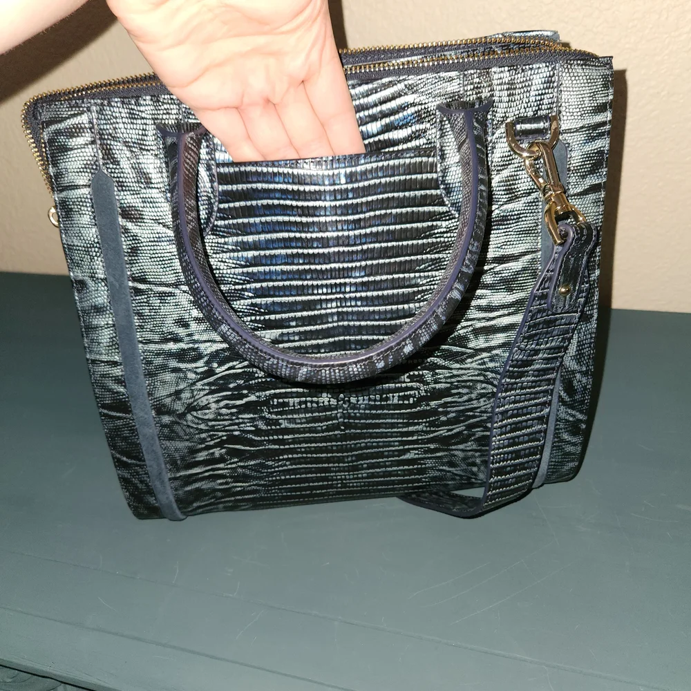 Brahmin Teal Green/Blue And Silvery Croc Embossed Shoulder Bag - Picture 2 of 8